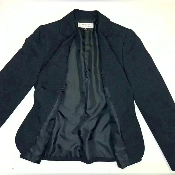 Tahari Arthur S. Levine Women's Black Textured Striped Jacket Blazer Size 4 - Picture 7 of 9